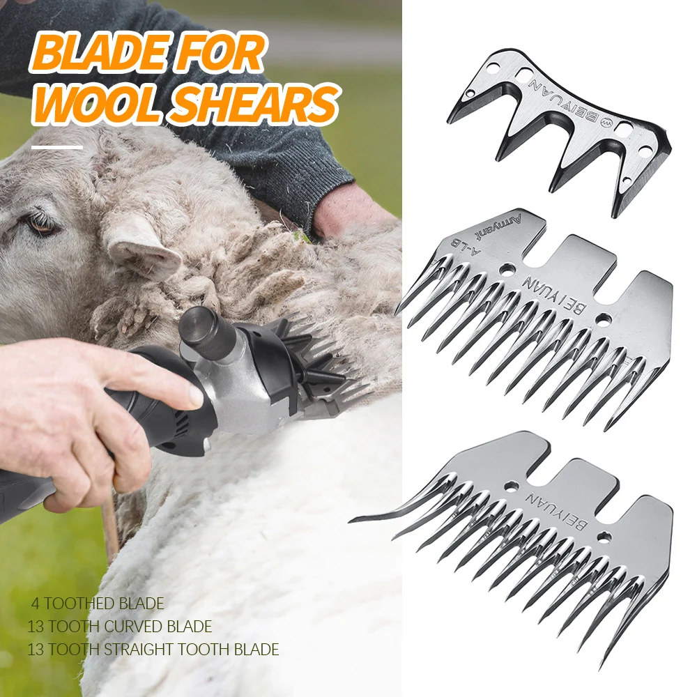 Imagem -04 - Straight And Curved Sheep Goats Alpaca Farm Scissors Clipper de Corte Pente Peças 13 Lâmina de Dente Alternativa