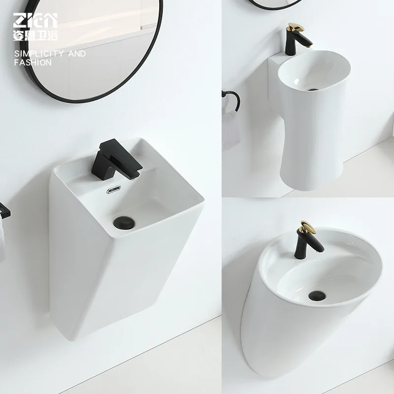 

Wall-mounted washbasin Small-sized washbasin Pool Home apartment Ceramic integrated wall-mounted washbasin balcony hanging basin