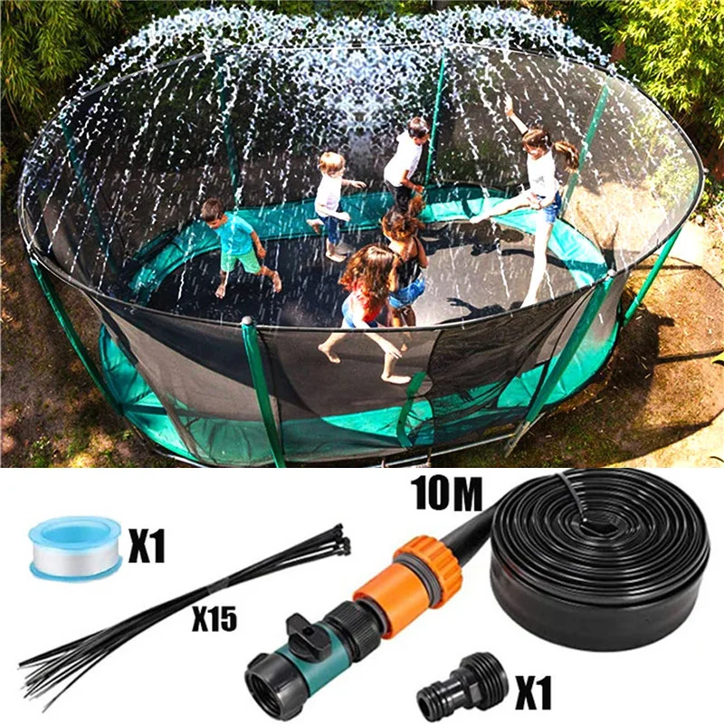 

8-15M Cooling System Kit, Garden Sprinkler Fog Irrigation Greenhouse Water Ring Outdoor, Used For Children Trampoline Sprinkling