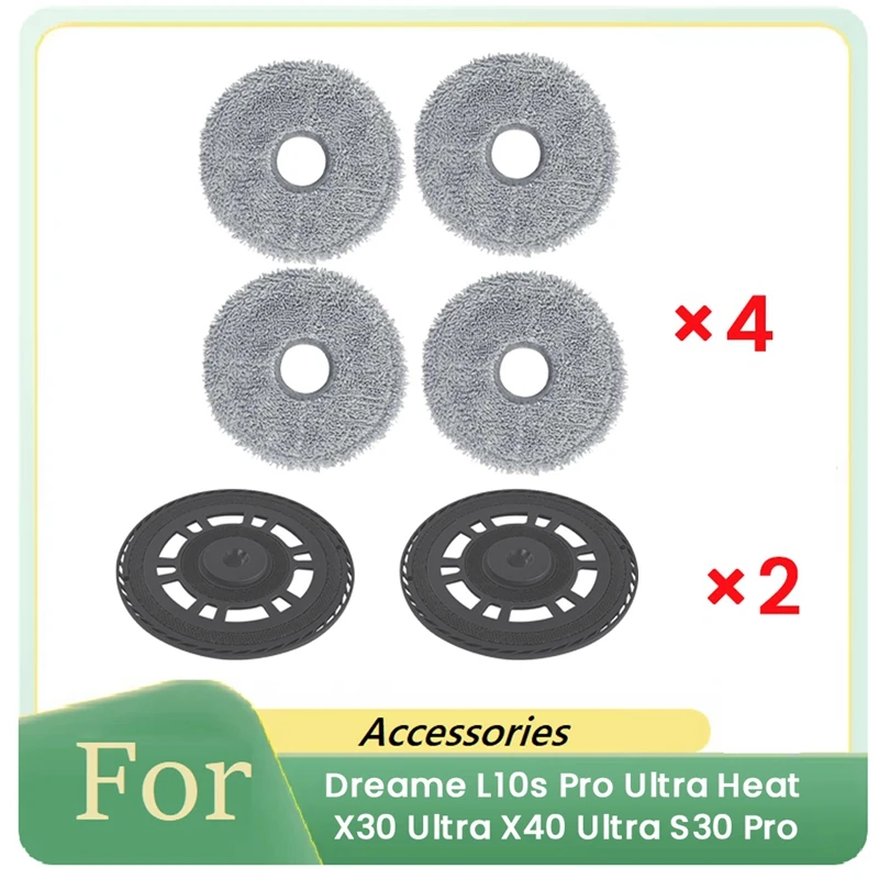 6 Pcs Rag And Mop Holder For Dreame L10s Pro Ultra Heat X30 Ultra X40 Ultra S30 Pro Ultra Robot Vacuum Cleaner Mop Kit