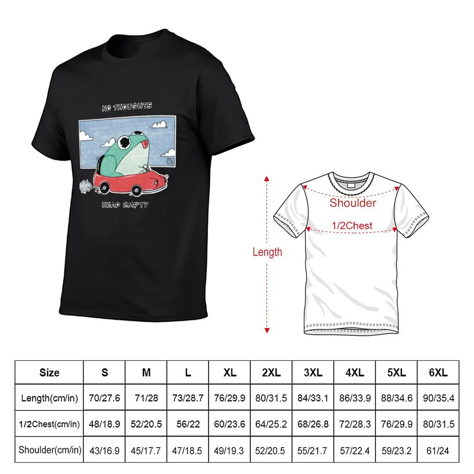 Frog In Car (No Thoughts Head Empty) T-Shirt plain anime tshirt fitted t shirts for men