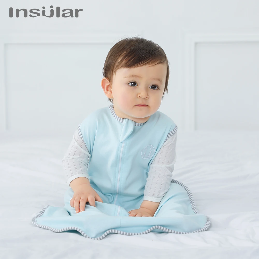 INSULAR Baby Sleeping Bags Infant Cocoon Sleepsacks Newborn Cotton Swaddling Anti-kicking Jumpsuits Breathable Sleeveless 0-18M