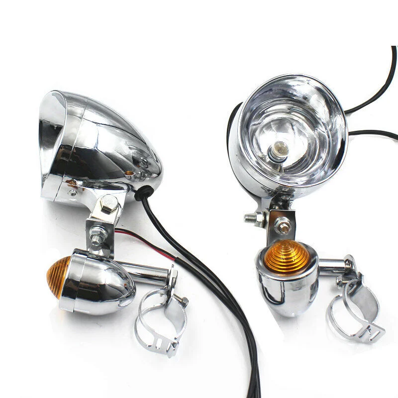 

Chrome Bullet Blue Angel Eye LED Driving Spot Fog light Bar&Turn Signal Light