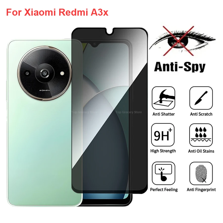 

For Xiaomi Redmi A3x Anti Spy Privacy Tempered Glass Screen Protector Compatible For RedmiA3x Full Cover Screen Phone Film