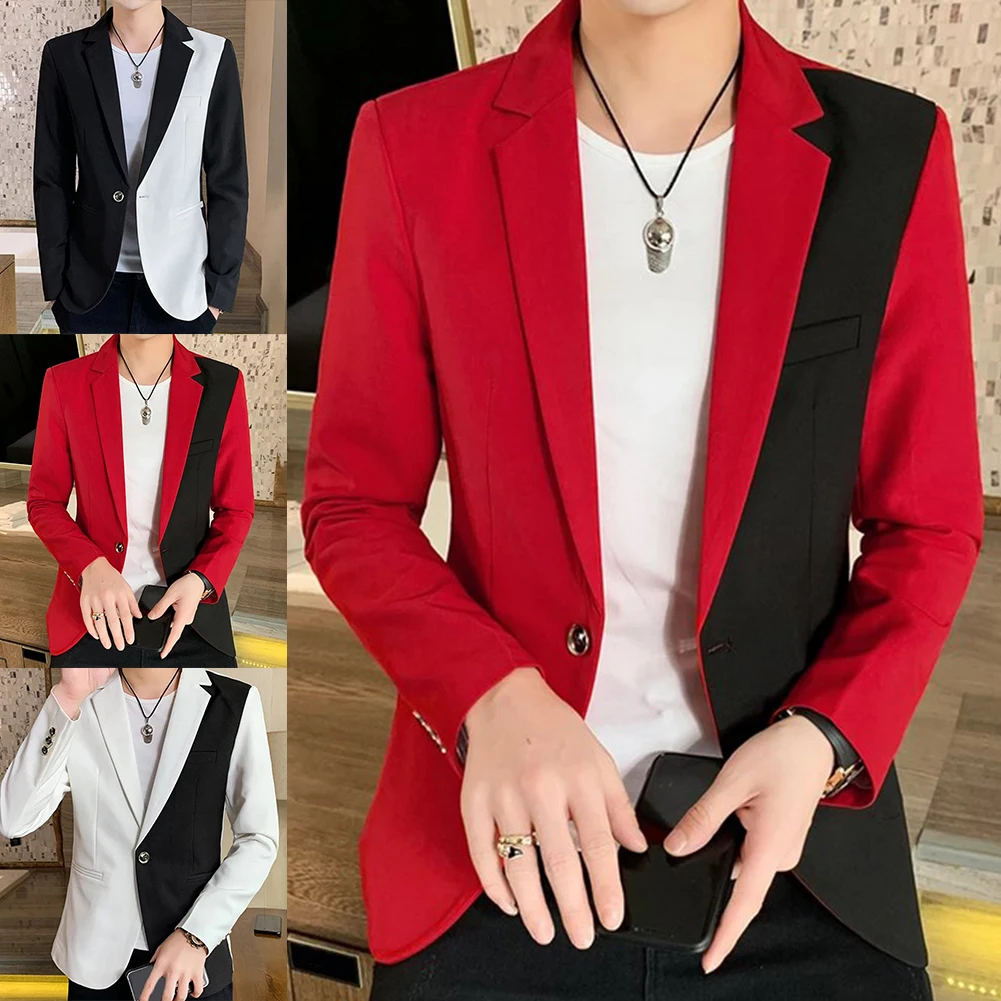 Men Casual Blazer Fashion Jacket Matching Suit Gentleman Singles Club Tops Slim Fit  Tops Streetwear