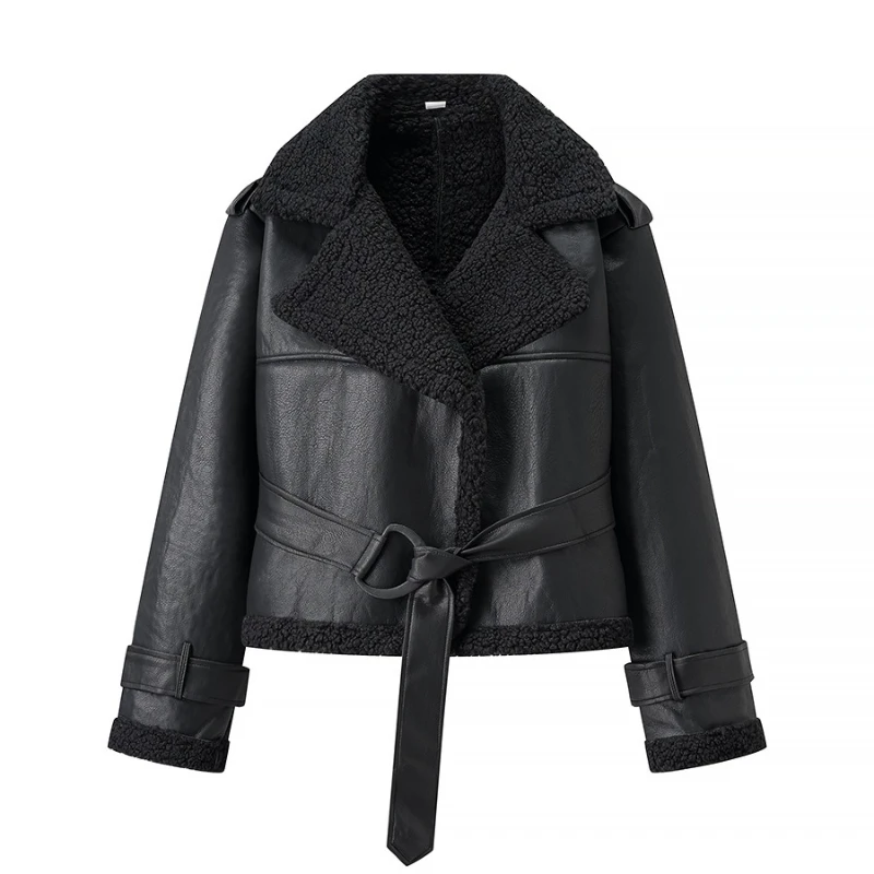 2025 Autumn and Winter New Hot Selling Lapel Fur Integrated Short Style Personalized Street Jacket for Women