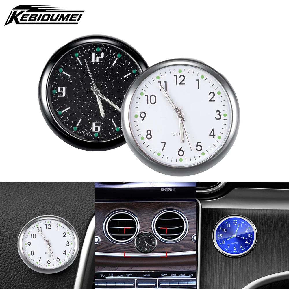 

Мини-часы KEBIDUMEI для автомобиля, светящиеся, на приборную панель, цифровые, кварцевые, для авто, аксессуары для интерьера автомобиля