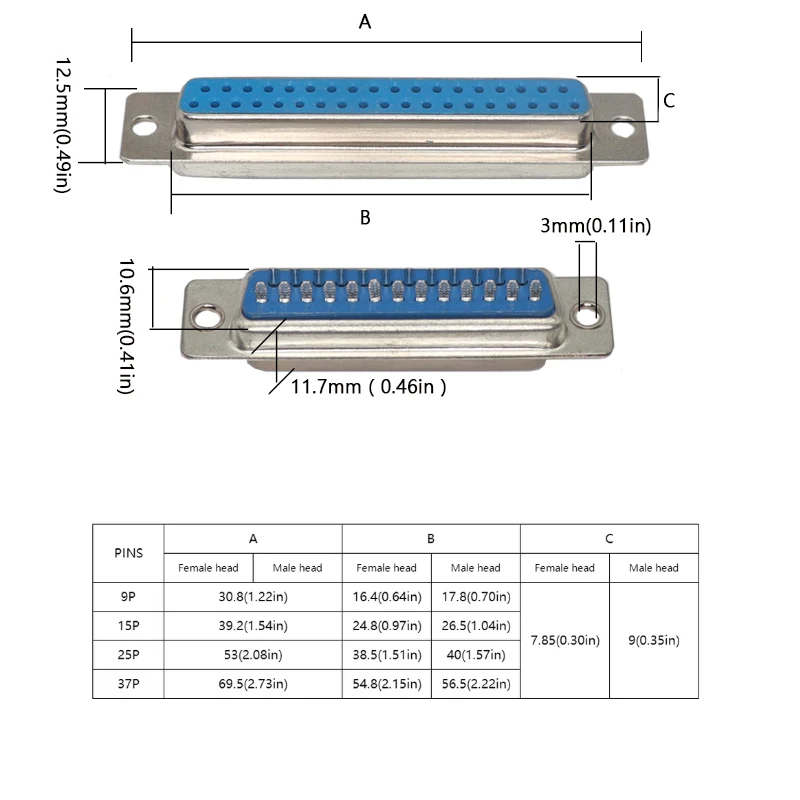 【5PCS】 DB9 Adapter Connector Core DB15 DB25 DB37 RS232 Serial COM Plug Connectors Hole/Pin Female Male Port Socket D Sub DP9 C