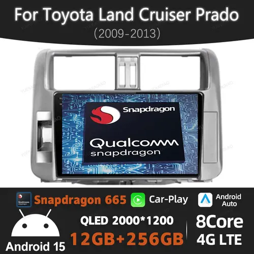 Android 15搭載 トヨタ ランドクルーザープラド 150系 (2009-2013)用 カーラジオ マルチメディアステレオ ビデオプレーヤー Carplay対応 オートナビ 4G WIFI GPS