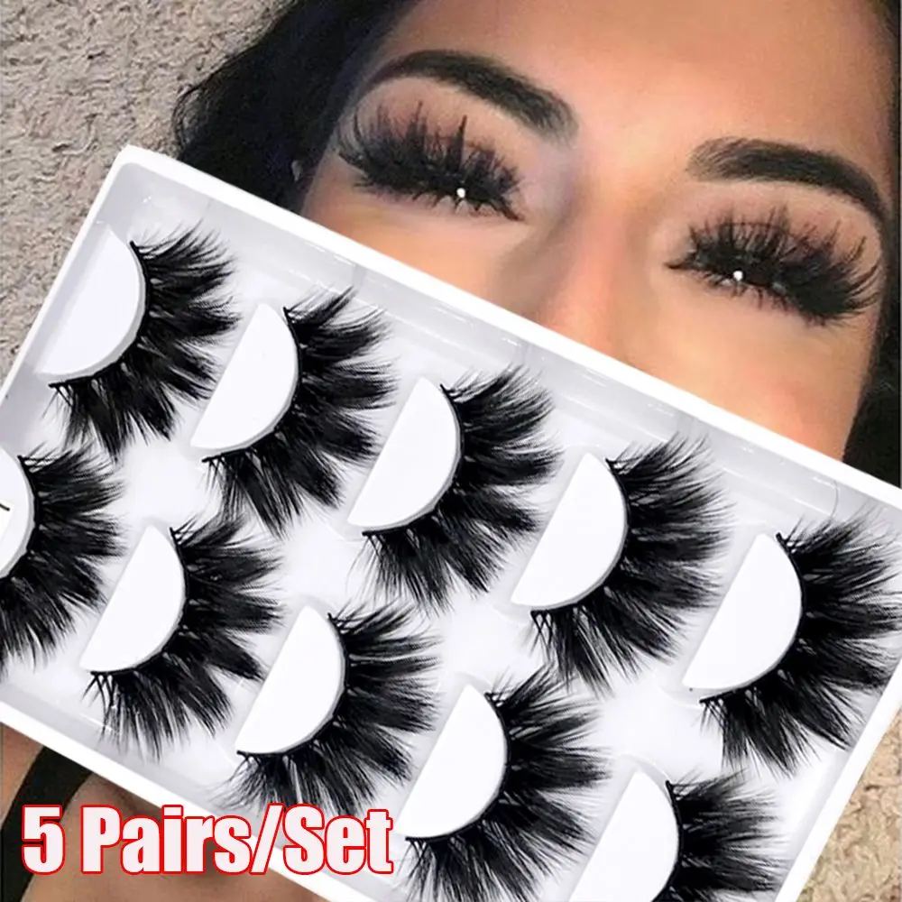 Woman Natural Long Wispies Fluffy 4D  Faux Mink Hair False Eyelashes Eye Lash Extension Full Volume Thick