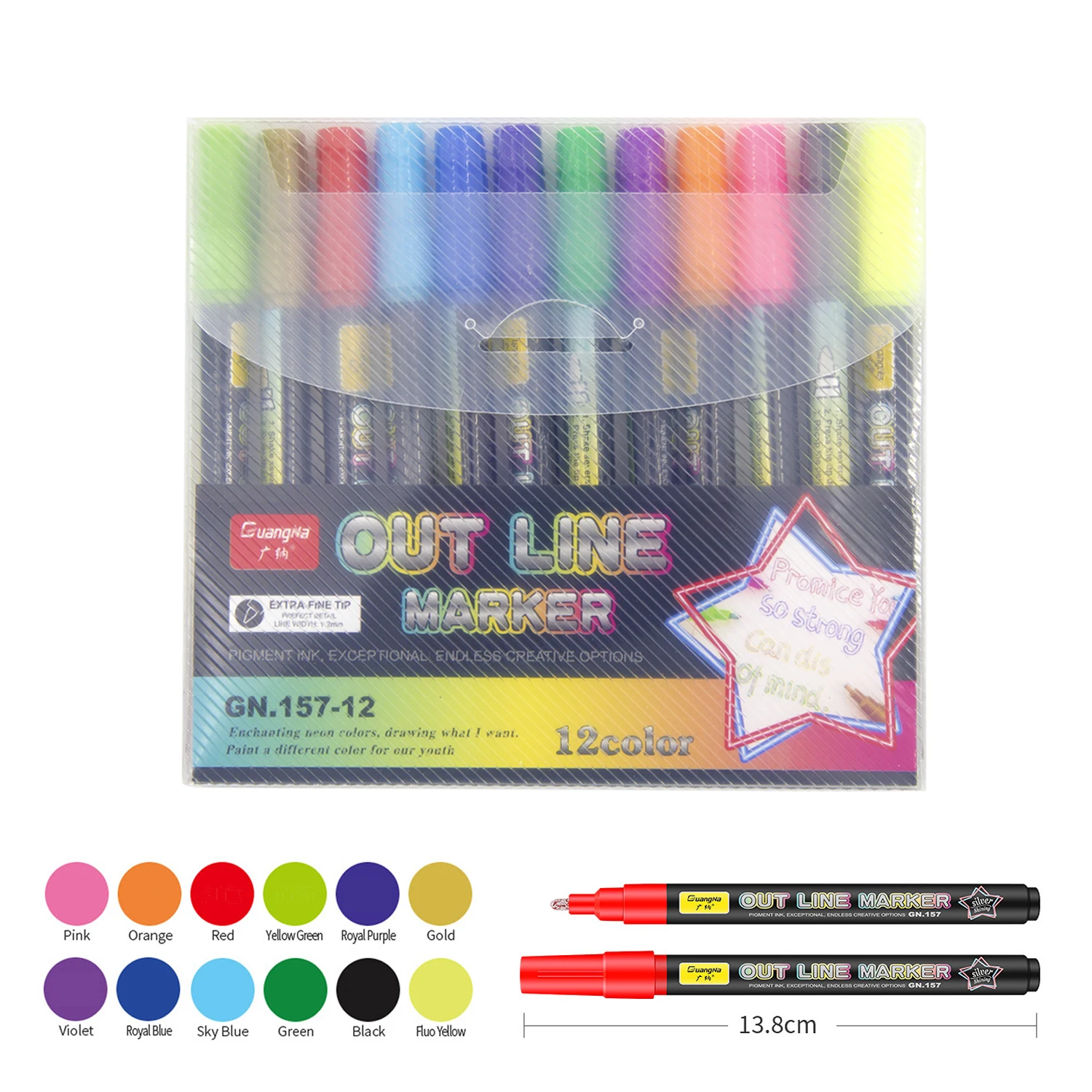 12 24 Color Double Line Outline Art Marker Pen DIY Graffiti Out Line Highlighter Marker for Scrapbook Bullet Diary Poster Card