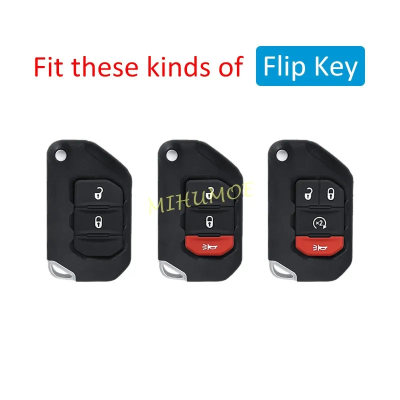 For 2020-2026 Jeep Gladiator Wrangler Transparent Car Key Case Cover 2021 2022 2023 2024 2025 Fob Shell Protector Black/Clear
