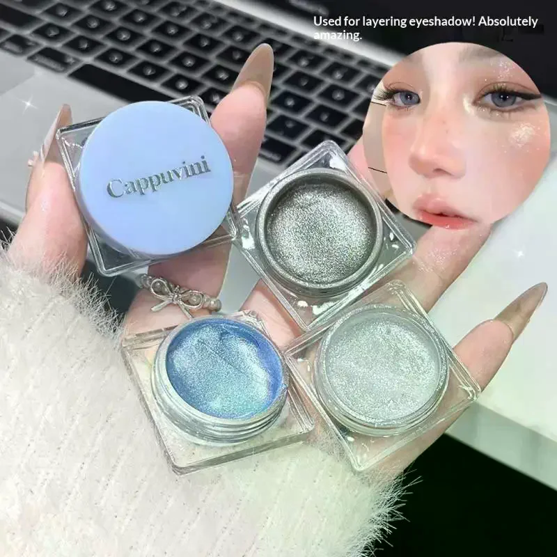

Cappuvini Liquid Gel Eyeshadow Pearl Glitter Body Highlighter Monochrome Shimmer Silkworm Brighten Highgloss Sequin Quick Drying