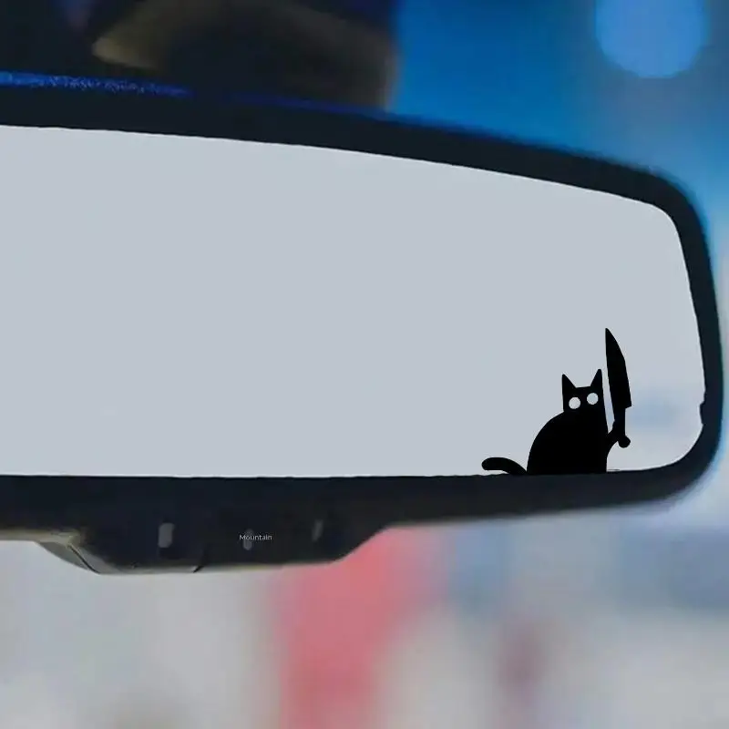

Наклейка на зеркало заднего вида автомобиля с изображением черного кота с ножом, водонепроницаемая, привлекательный дизайн, аксессуар для экстерьера авто