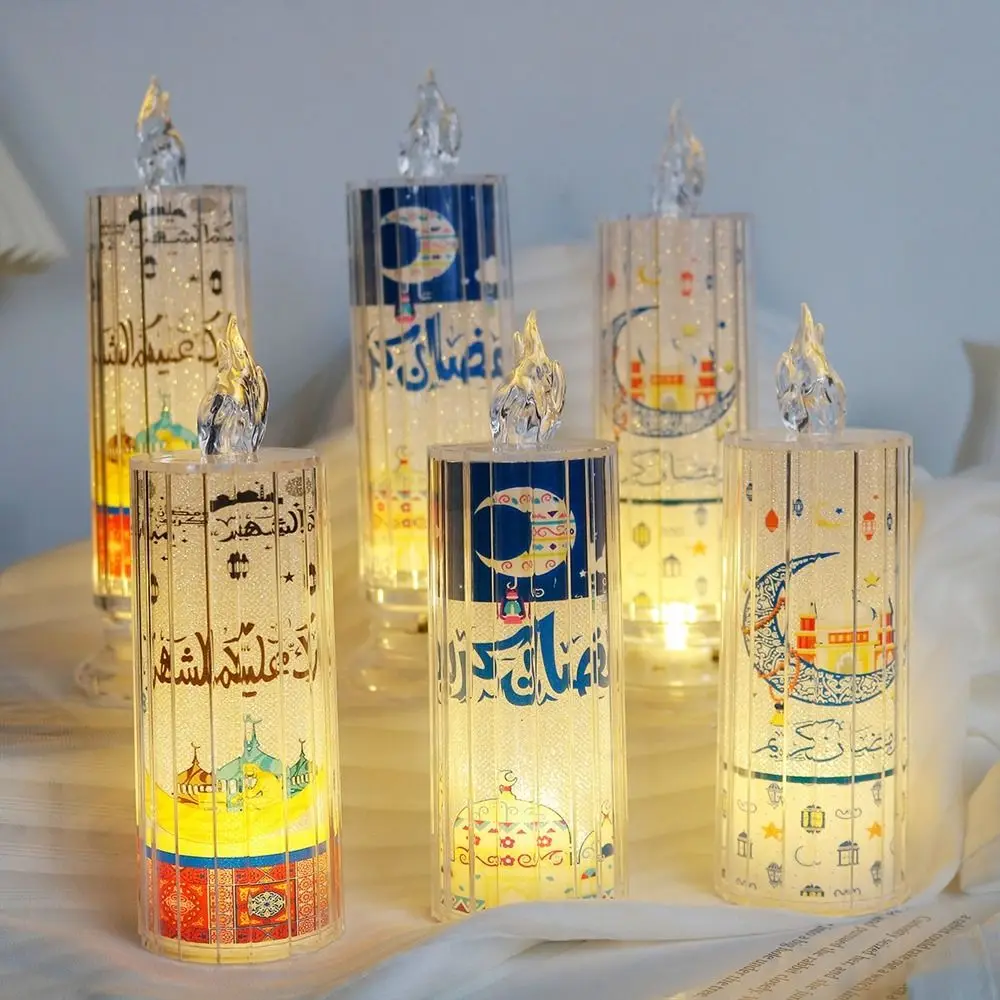 

plastic Ramadan Candle Shape Night Light Candle Shape Transparent Islamic Muslim Lamp Romantic Led