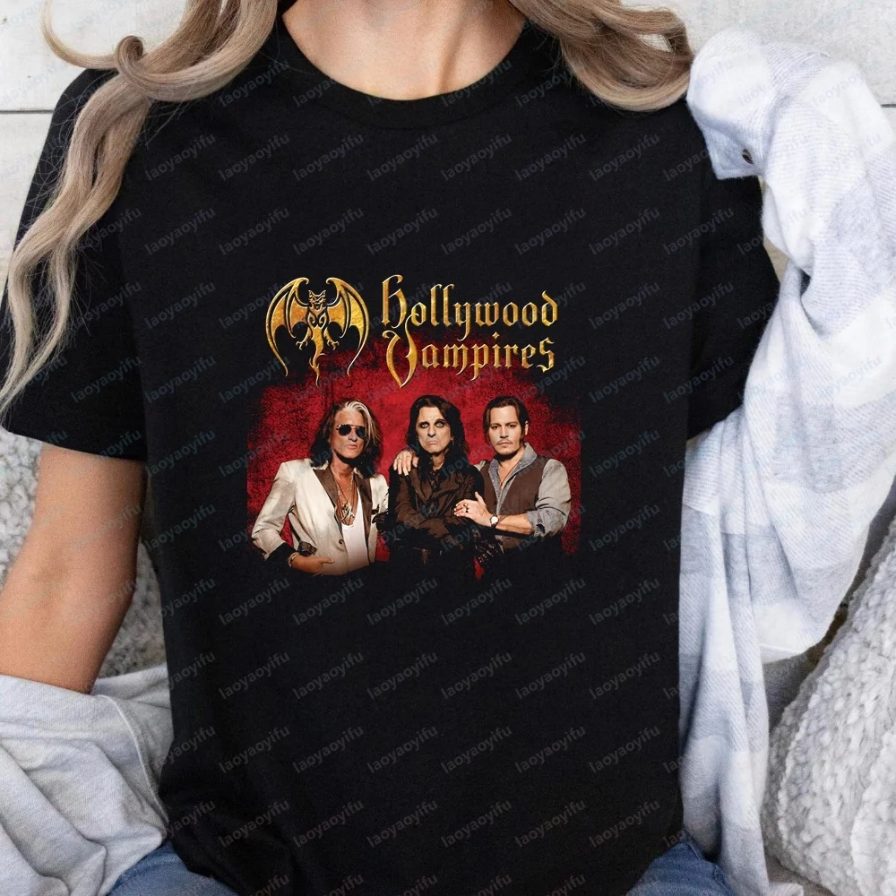 Hollywood Vampires - Casual Fashion Fun Crazy Neutral Classic Short-Sleeved T-Shirt for Both Men and Women (Universal Fit)