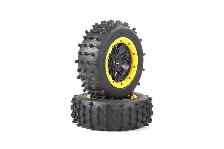 Forti pneumatici per chiodi per capezzoli da 195 * 70 mm con schiume impermeabili montate su cerchi per Rovan LT-SLT King Motor X2 e LOSI 5IVE-T DBXL