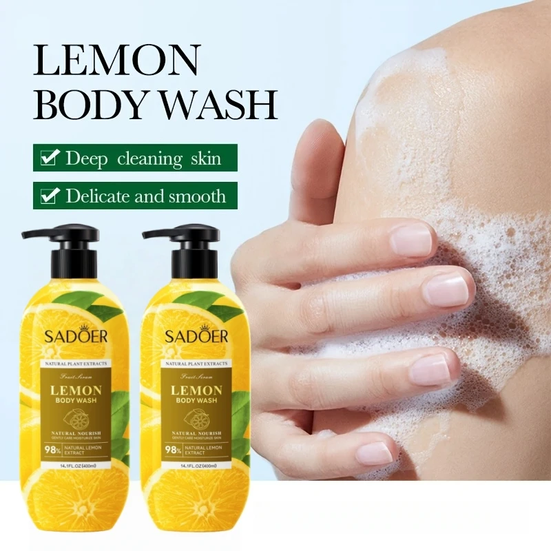 Lemon Shower Gel 400ml, Hypoallergenic, Alcohol-Free, Moisturizing, Nourishing for Skin Care, Refreshing and Oil-Controlling, Suitable for Use All Year Round, Easily Controls Oil and Cleanses Dirt through Rubbing, and Lasts for a Long Time, Emitting a Fresh Fragrance Rich Foam, Leaves Skin Not Feeling Greasy after Washing, Suitable for Dry Skin, Oily Skin, and Other Skin Types, a Must-Have Bath Product for Both Men and Women.