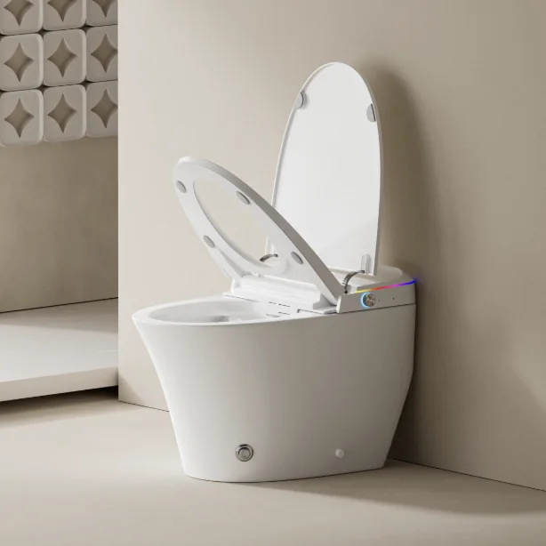 110V/220V Modern Electric Intelligent One Piece Closestool Luxury Ceramic Toilet Bowl Automatic Smart Toilet Bidet Wall-Mounted