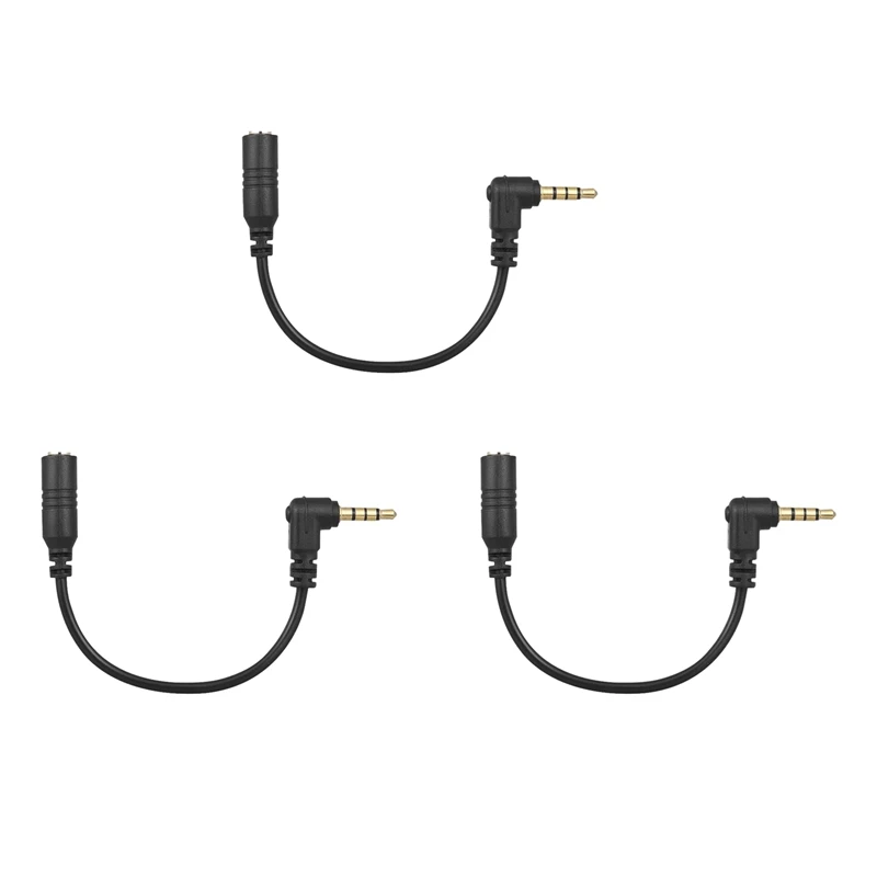 Promotion! 3Pcs 3.5Mm 3 Pole TRS Female To 4 Pole TRRS Male 90 Degree Right Angled Microphone Adapter Cable