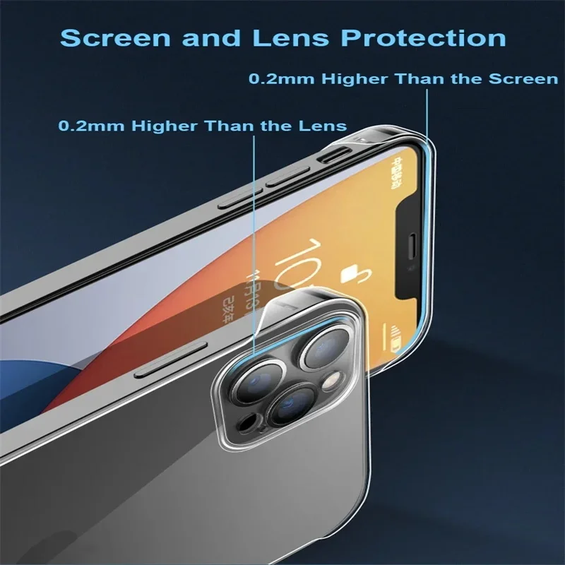 아이폰 17 16E 15 13 12 11 14 16 17 Pro Max XSMAX X XR XS SE 7 8 Plus용 투명 하드 프레임리스 케이스