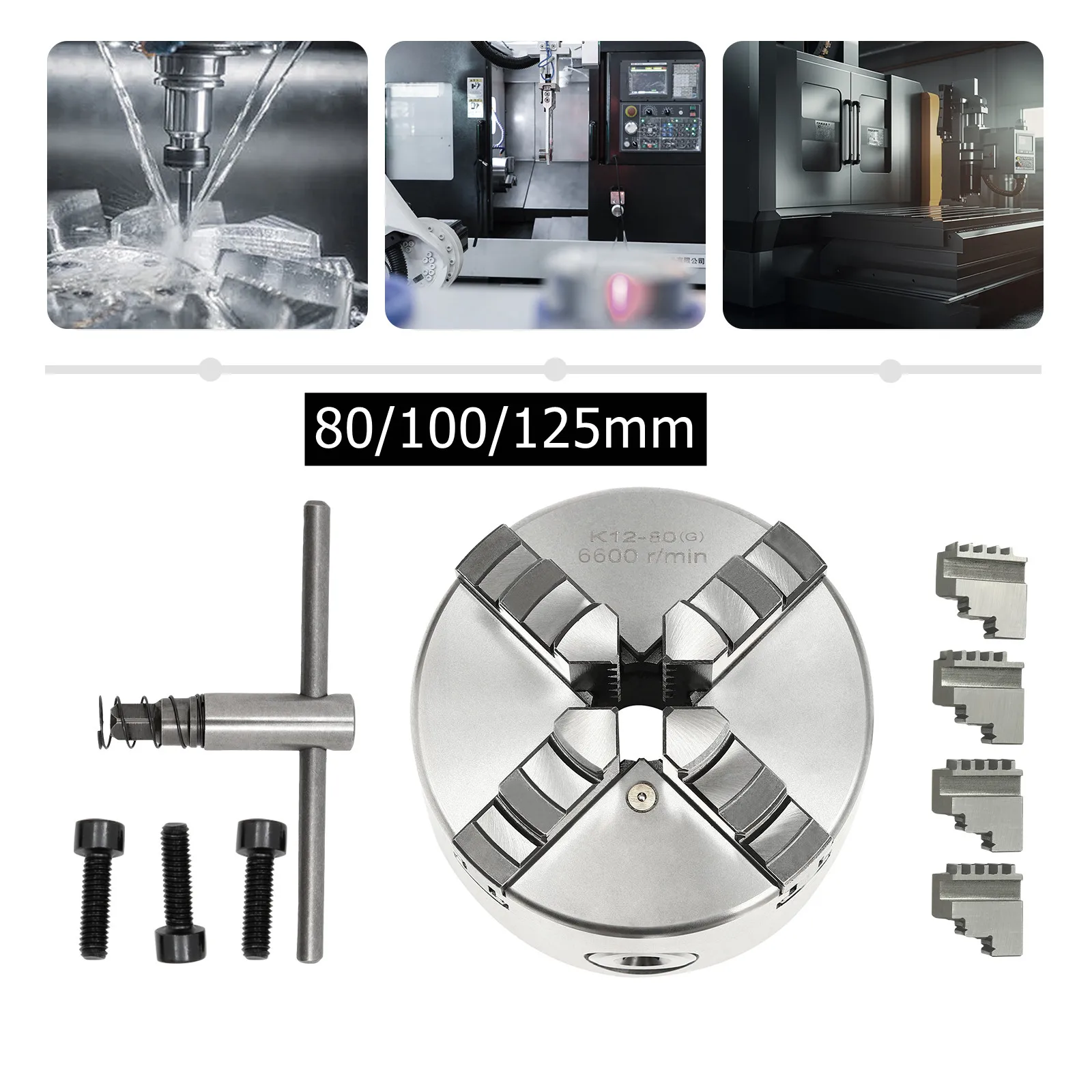 Lathe Chuck 3 Jaw/4 Jaw Chuck Precision Lathe Chuck 80/100/125mm