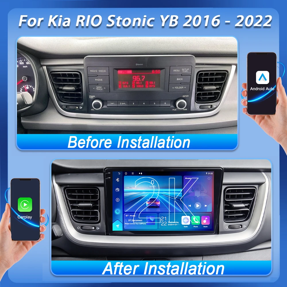 For Kia RIO Stonic YB 2016 2017 2018 2019 2020 2021 2022 Display Video Car Radio DSP GPS Navigation Screen 2k