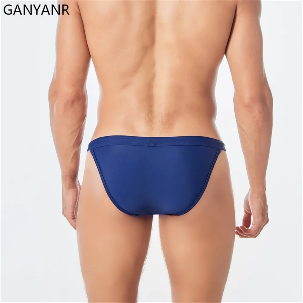 GANYANR Swimwear Men Swim Briefs Sexy Gay Swimming Trunks Sungas Homens Beach Shorts Swimsuit Thong Bathing Suit Bikini Surf