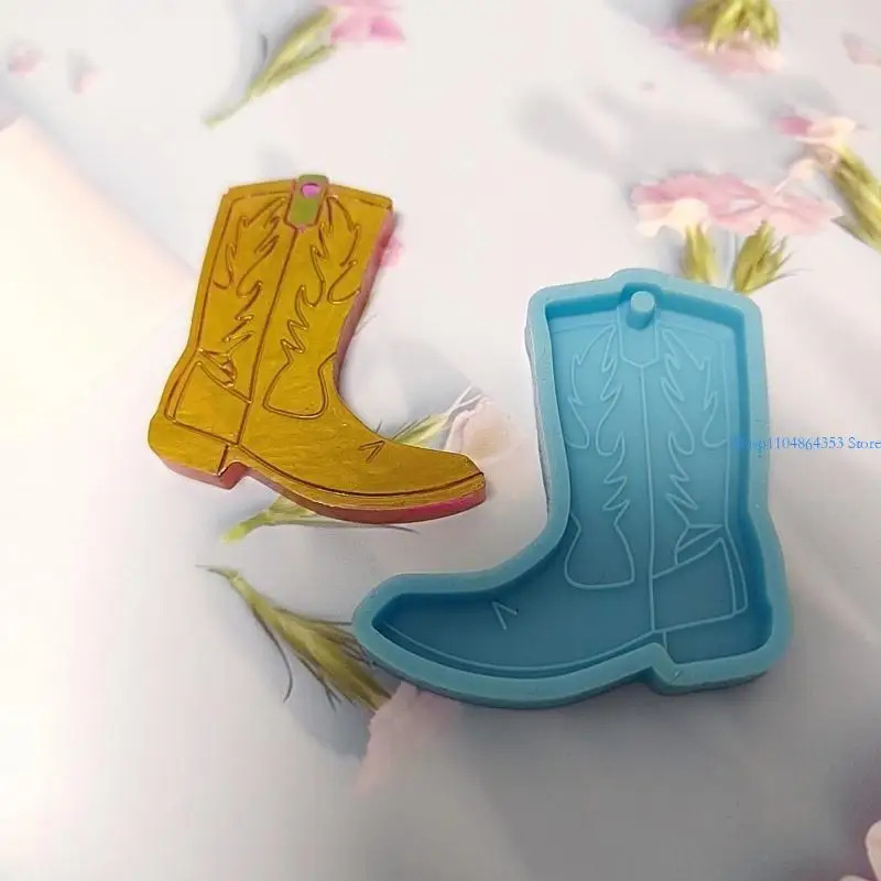 คาวบอย Boot รูปร่างเครื่องประดับเรซิ่นแม่พิมพ์ซิลิโคนผู้หญิงพวงกุญแจตกแต่งจี้เครื่องประดับแม่พิมพ์สําหรับงานฝีมือ DIY