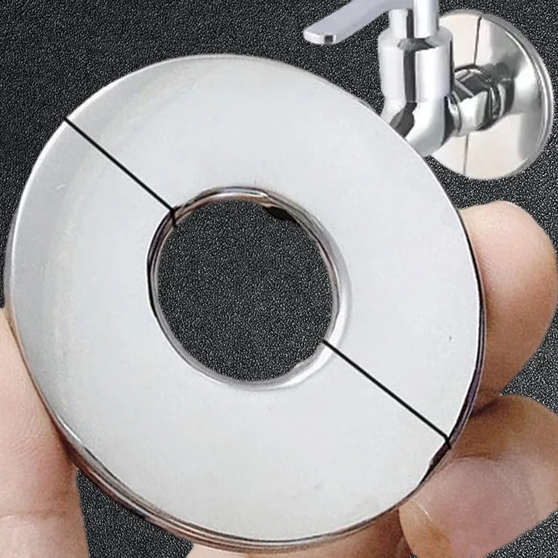 Stainless Steel Faucet Decorative Cover Bathroom Escutcheon Plate Self-Adhesive Shower Chrome Finish Water Pipe Wall Covers