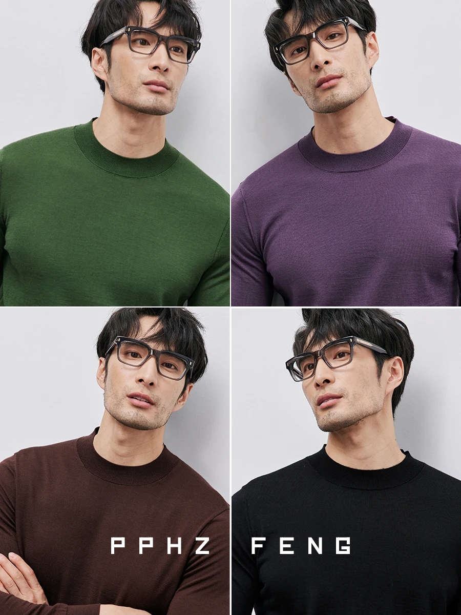 

Мужской шерстяной вязаный джемпер с высоким воротником, однотонный, модный, деловой, с длинным рукавом, приталенный, для повседневной носки