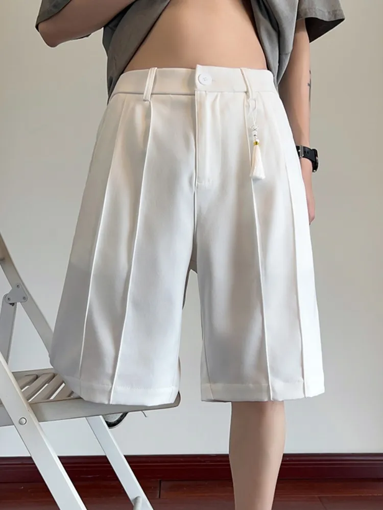 

Мужские летние тонкие свободные прямые повседневные брюки из ледяного шелка, дышащие спортивные штаны-бриджи (до колена) для быстрой сушки, модные молодежные