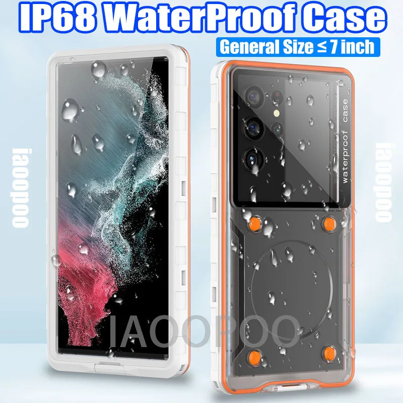 General Size 7 inch 5 Meter Deep IP68 Waterproof Case For Huawei Honor Xiaomi Oneplus Samsung Google iPhone Diving Swim