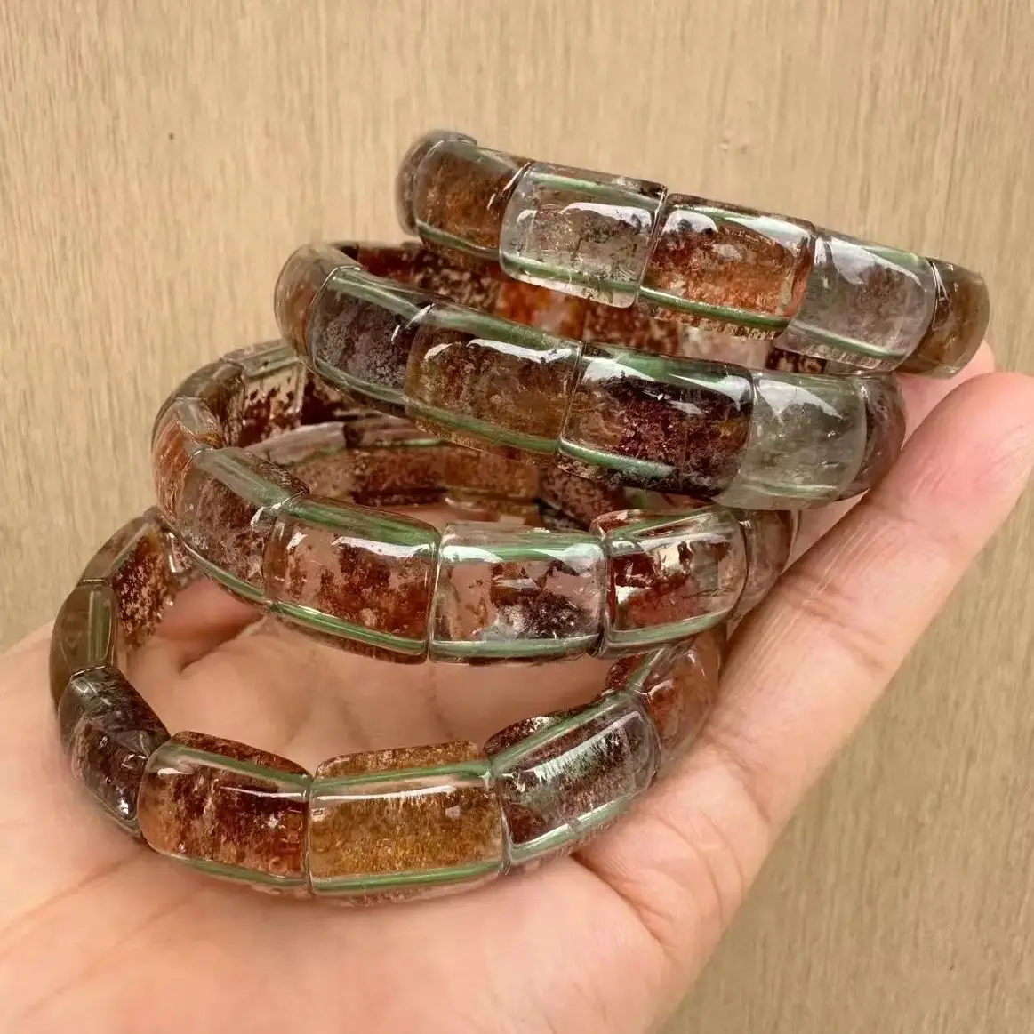 

Кристалл класса ААА, красочный фантомный кварцевый камень, бусины, браслет с несколькими включениями, ювелирные изделия из натурального драгоценного камня для женщин, подарок, оптовая продажа