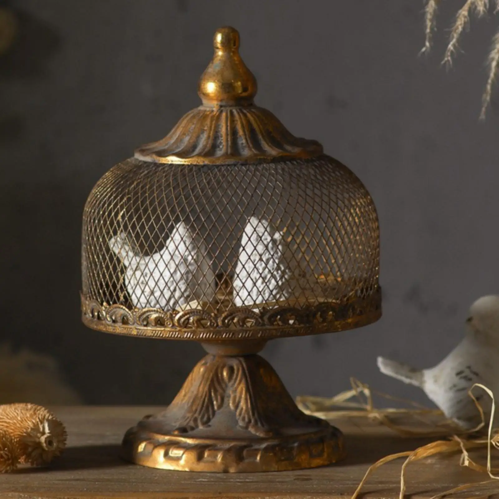 Decorative Pedestal Candle Holder Ornate Top Home Decor Accessory European