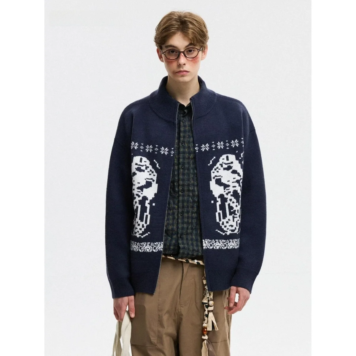 

Fall Winter V-Ne Knitted Sweater Cardigan Men's Color Casual Sle Long Sve Zipper Closure Soft Polyester Jaet