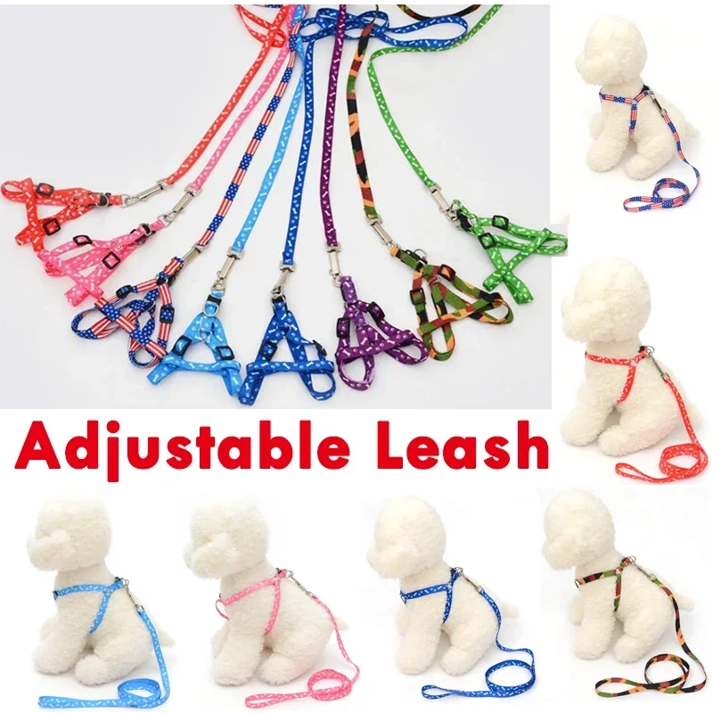 Adjustable Nylon Pet Cat Puppy Pet Vest Lead Leashes Harness Belt Rope Training Walking Dog Harness Leash