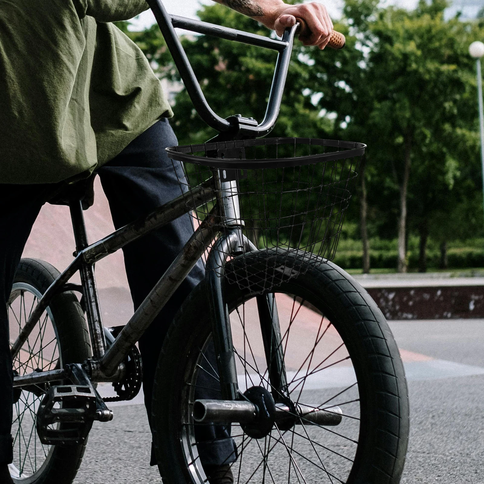 

Iron Bike Basket Durable Front Rack for Adult Bicycles Waterproof Ebike Knee Scooter Rear Storage Accessories Compatible Various