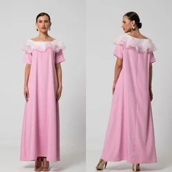 Customized Jiayigong High Quality Evening Jersey Draped Ruffles Christmas A-line O-Neck Bespoke Occasion Gown Long Sleeve Dress