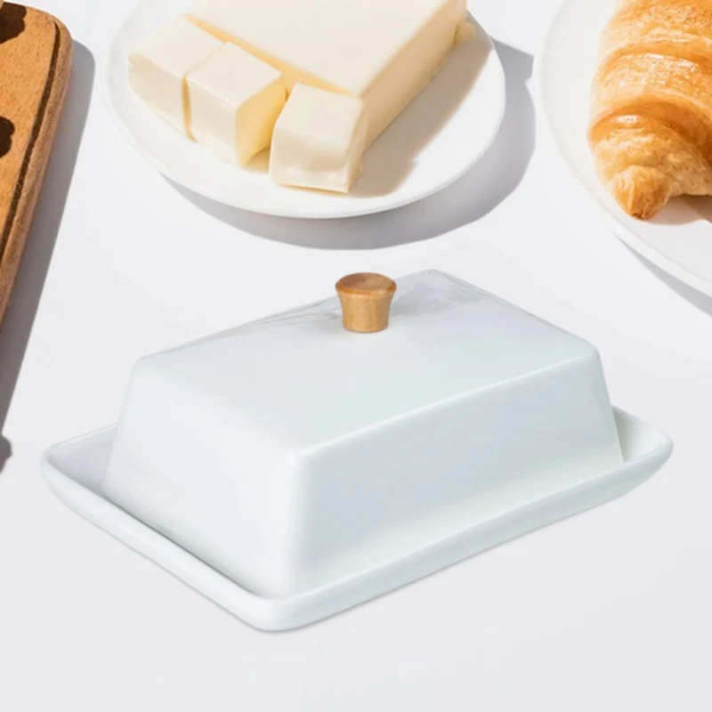 Ceramic Butter Dish With Sealed Lid For Kitchen Organization, Ideal For Cafe, Fridge, Cake Shop & Baking Use