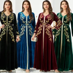 3753 Dubai Fashion Autumn/Winter Embroidered Beaded Velvet Dress Arab Women's Evening Dress