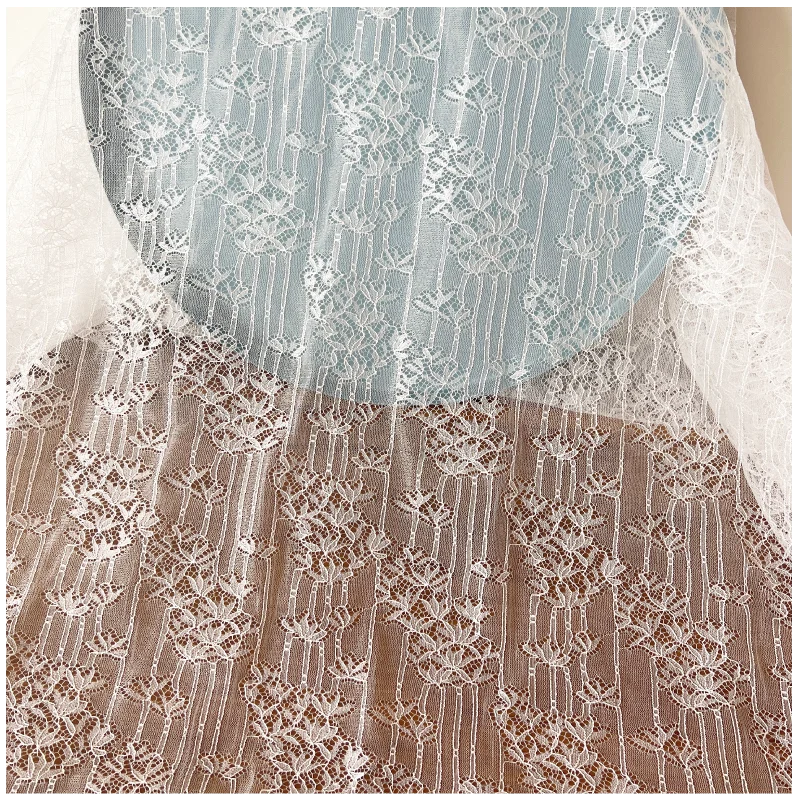 New popular wedding dress thin lace vertical stripe bamboo leaf high - end base fabric for clothing and fabric decoration