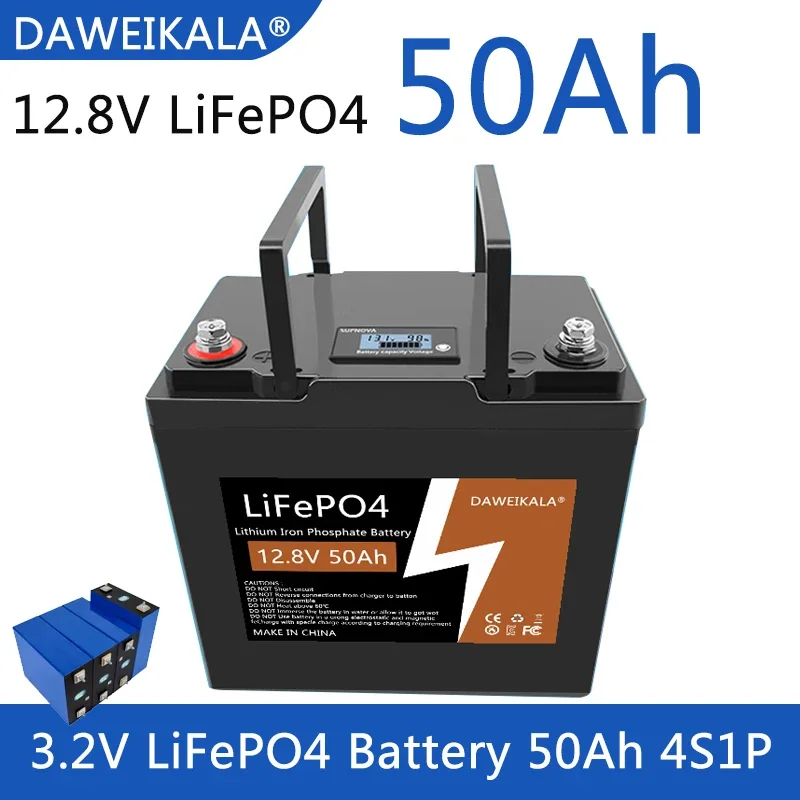 12V LiFePO4 Battery 50Ah 6000+ Cycles Rechargeable Lithium Battery Built-in BMS for UPS Trolling Motor Fish Finder