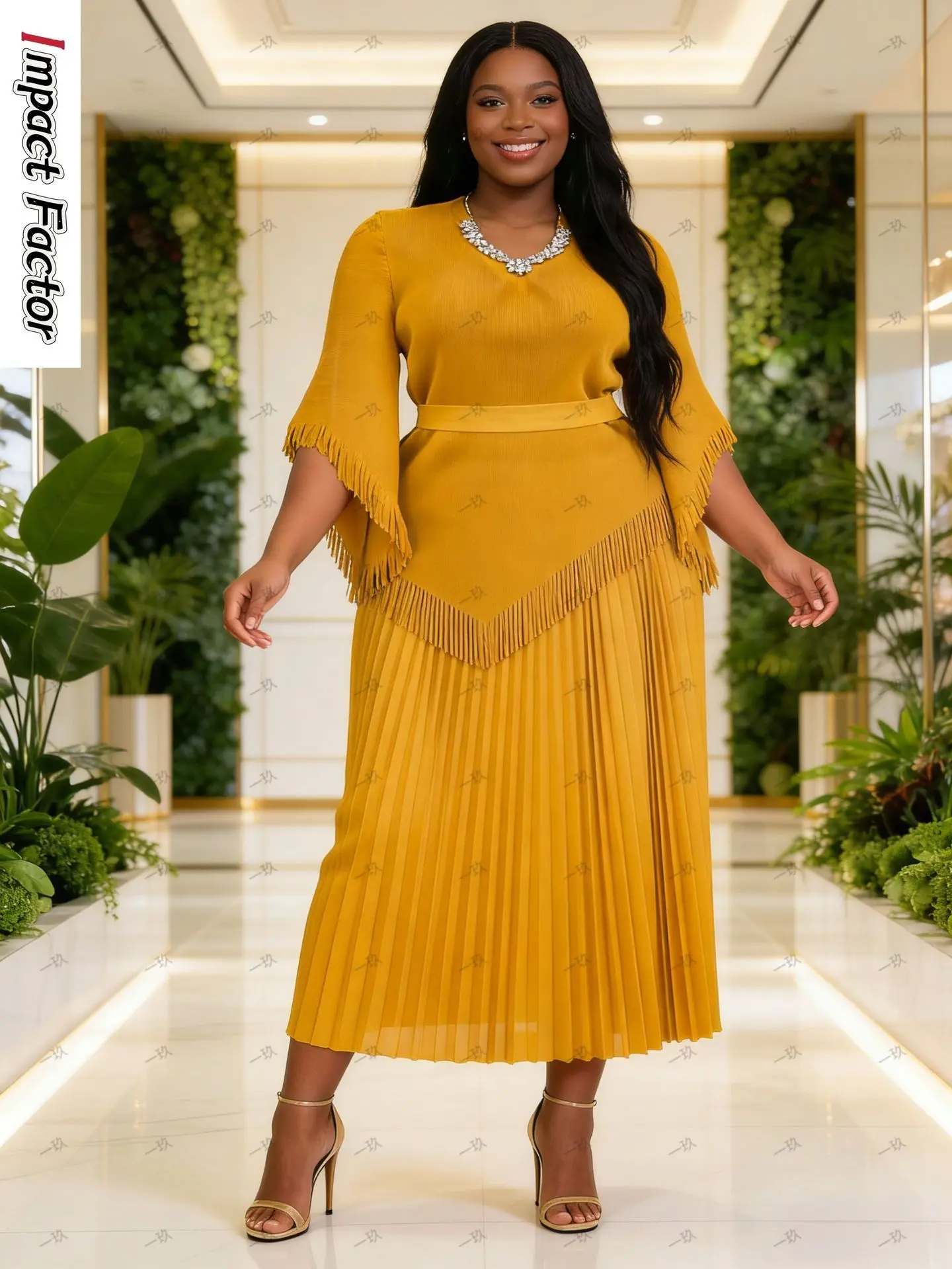 

Новый модный женский костюм-двойка 2026 года в стиле Мияке: свободный крой, однотонный, с асимметричным дизайном, длинными рукавами и полностью инкрустированным стразами