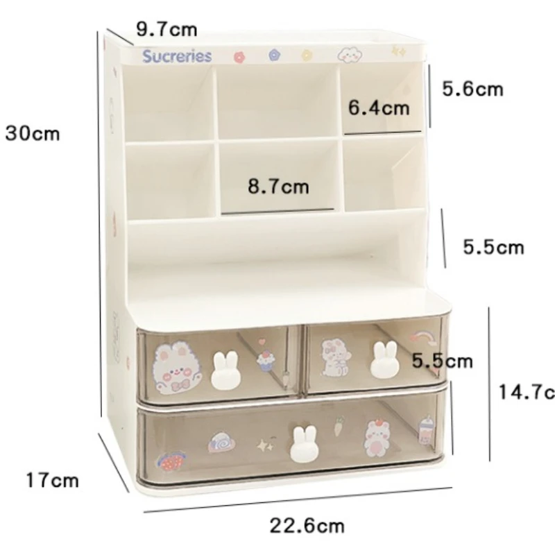 Imagem -06 - Kawaii Desktop Pen Holder Tabela de Estudo Multifunções Kids Storage Rack Student Storage Box Bonito Pen Holder Organizador de Papelaria