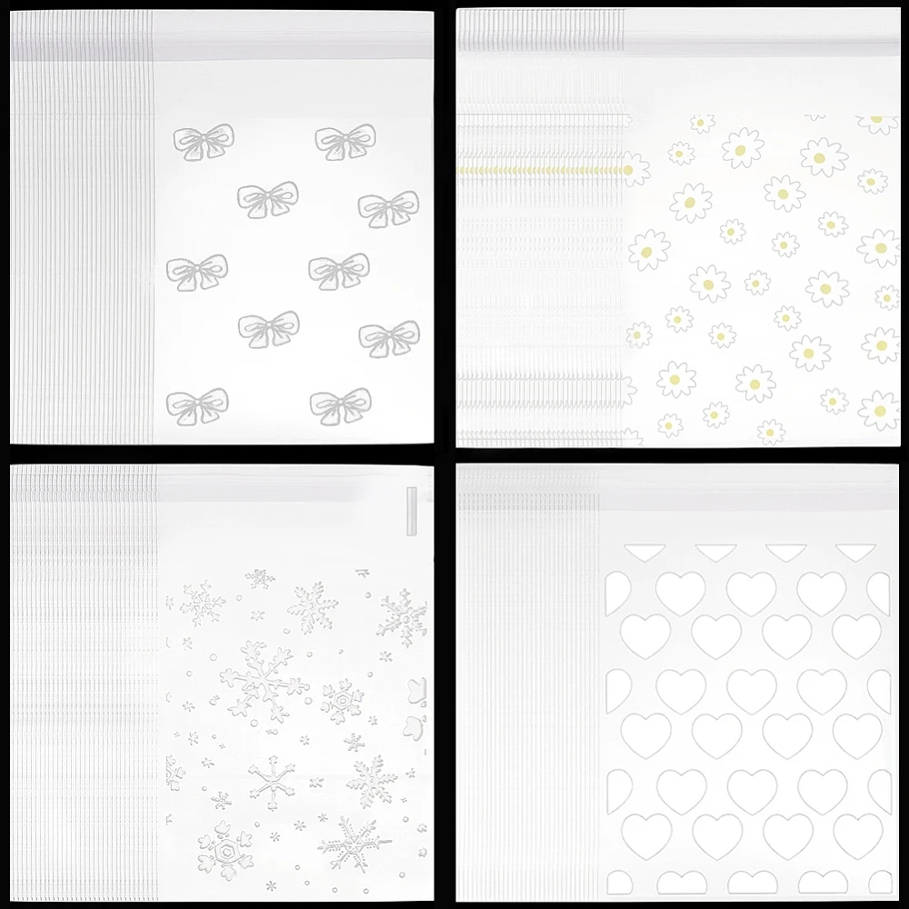 1 Box 200Pcs 4 Styles 3x5 Inch Self Sealing OPP Bags Clear Flower Printed Mini Cellophanes Bags Transparent Resealable Treats