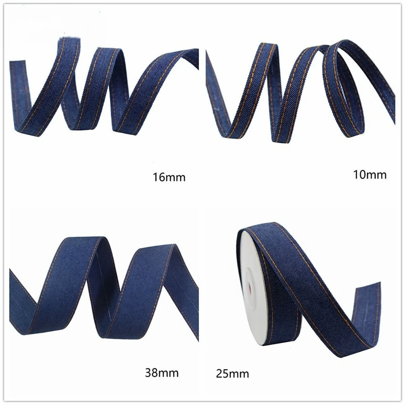 1m Cowboy Jeans Fabric Tape Solid Denim Ribbon Bias Trim DIY Hair Bow Chocker Craft Material