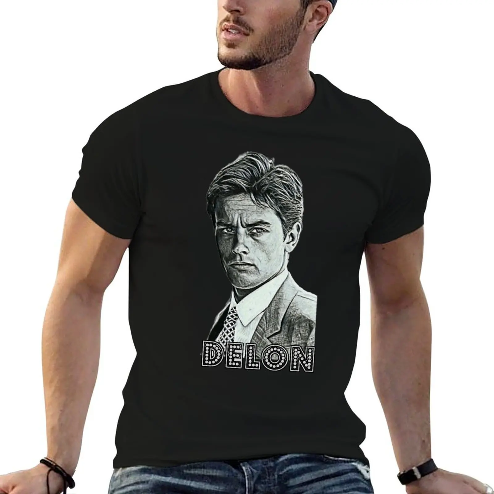 Alain Delon Portrait T-Shirt graphics rapper graphic tees cotton t shirt men