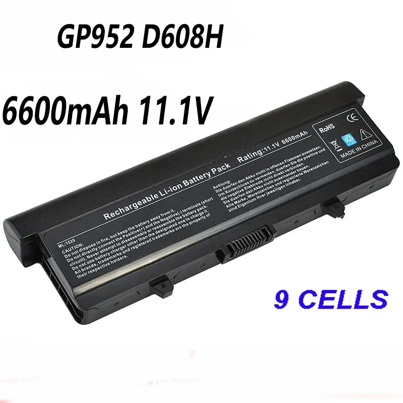 GP952 D608H 9cell 6600mAh 11.1V Laptop Battery For Dell Inspiron 1525 1526 1545 1440 1445 1750 ﻿GW240 X284G RN873 RU586