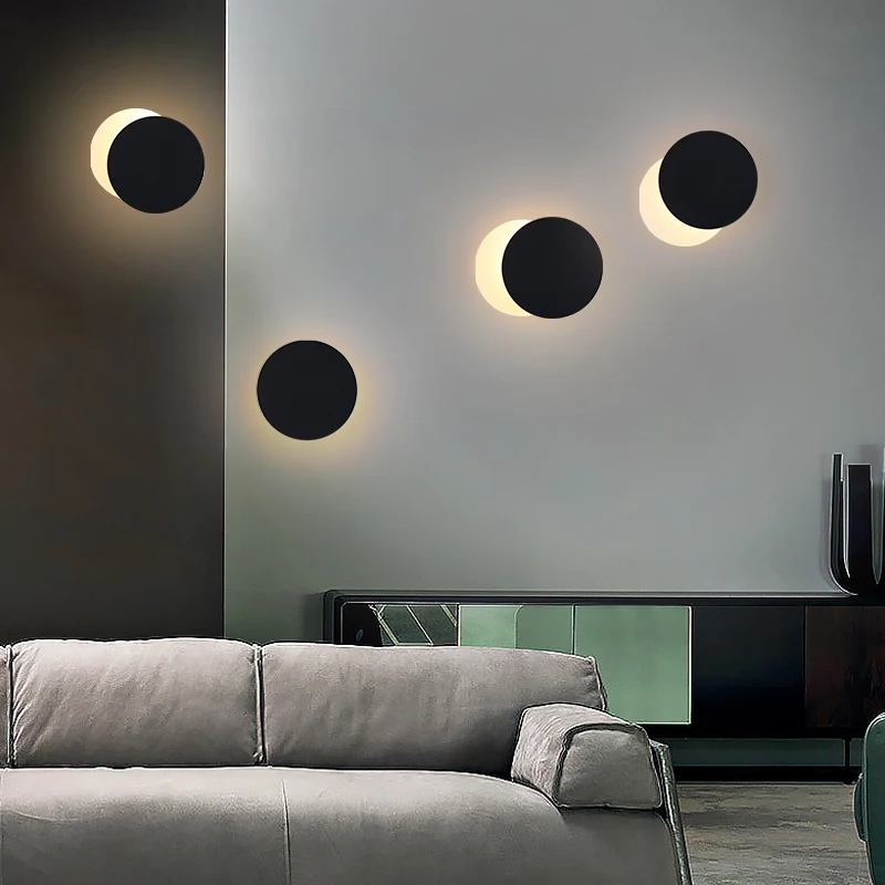 

Modern Minimalist Creative Rotatable Lunar Eclipse Wall Lamp Living Room Decoration Bedroom Led Bedside Indoor Lighting For Home